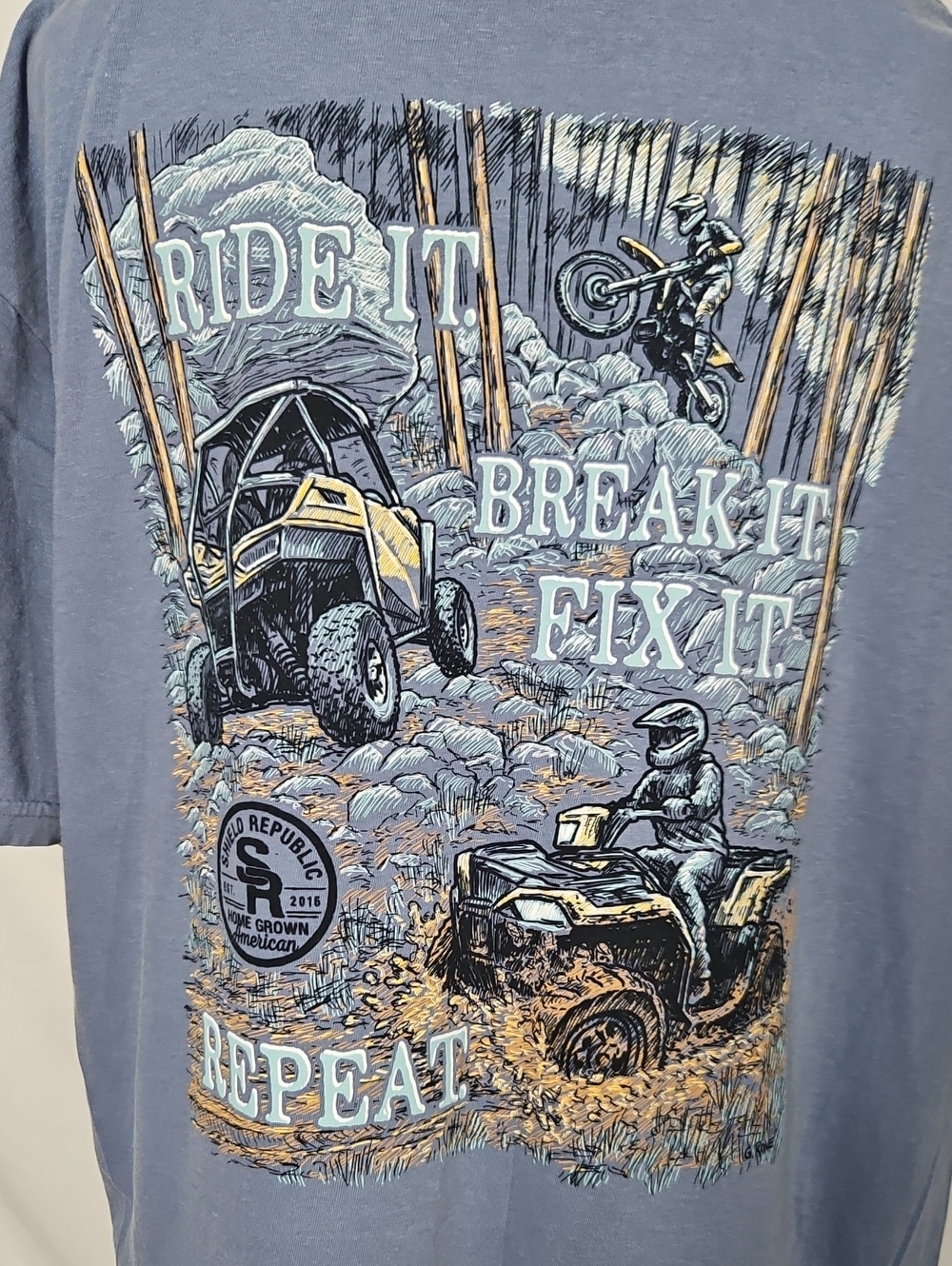 Shield Republic Blue Off-Road Graphic Short-Sleeve Tee